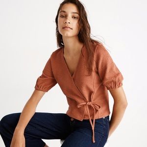 Madewell Texture and Thread Puff Sleeve Wrap Top